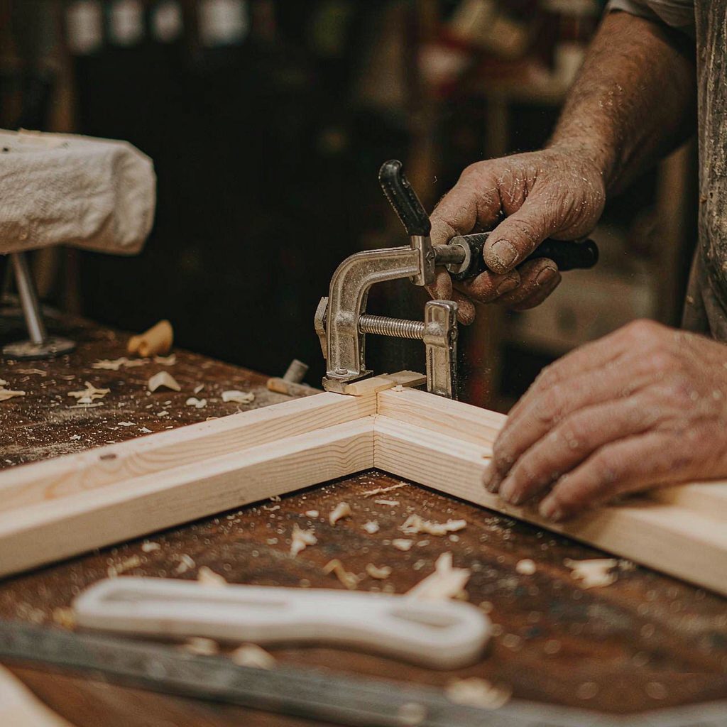 Craftsman assembling a frame